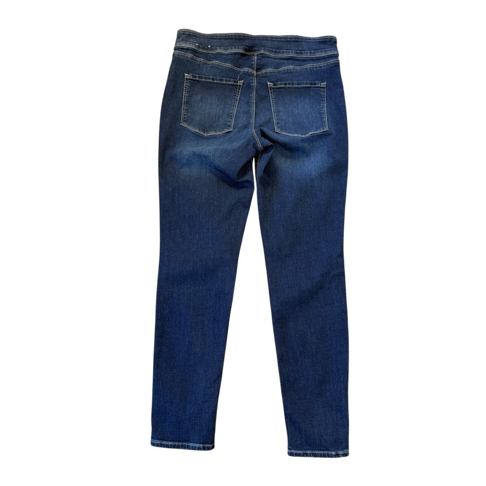 WHBM Skinny Ankle Jeans Womens 8 Dark Wash Side Zip Pull On Patch Pocket Denim - Picture 2 of 7